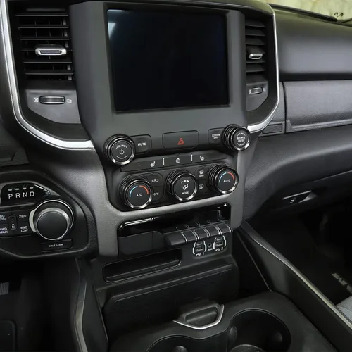 Vista 5 de Voodonala para Dodge RAM Cubierta de perilla del interruptor de aire acondicionado y radio de aluminio para la consola central para Dodge RAM Negro