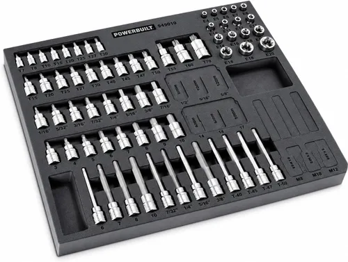 Vista 12 de Powerbuilt Master Juego de llaves de impacto de 63 piezas de 1/2 pulgada, extensiones, llaves de impacto métricas y SAE profundas/estándar, junta