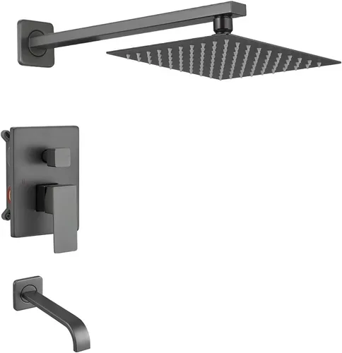Vista 10 de Sistema de Ducha de Oro Cepillado para Baño de Lujo con Mezclador de Lluvia, Conjunto Combinado de Ducha Montado en la Pared, Sistema de Cabezal