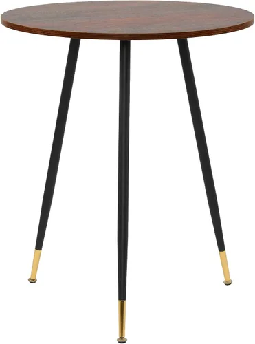 Vista 9 de NOBPEINT Mesa auxiliar redonda de madera moderna, mesa auxiliar de 28 pulgadas con 3 patas de metal, mesa de centro de ocio (negro)
