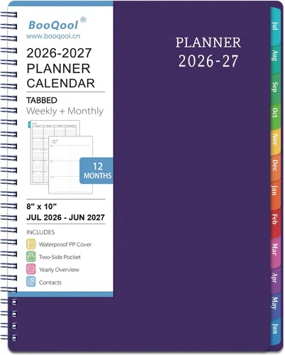 Vista 8 de Agenda 2026 – enero 2026 – diciembre 2026, 8 x 10 pulgadas, planificador calendario 2026, planificador semanal y mensual encuadernado en espiral