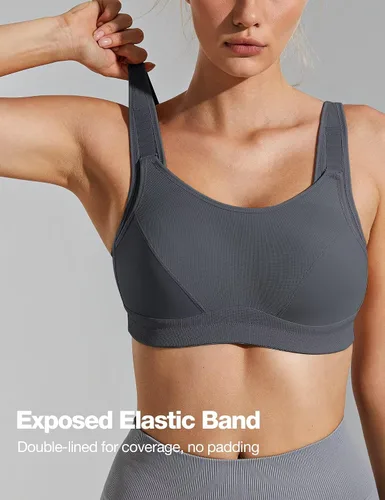 Vista 2 de Wingslove Sujetadores Deportivos para Mujer de Alto Impacto Ajustables Inalámbricos Talla Grande Sujetador Deportivo de Figura Completa para Busto
