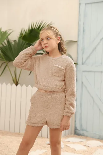 Vista 3 de Mafulus Conjunto de pantalones de dos piezas para niñas, cómodos, ligeros, de manga larga, con bolsillos