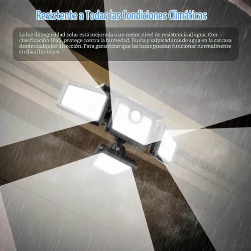 Vista 6 de AmeriTop Luces Solares para Exteriores, Paquete de 2 Luces LED de Alto Brillo Inalámbricas con Sensor de Movimiento Solar; 4 Cabezales Ajustables