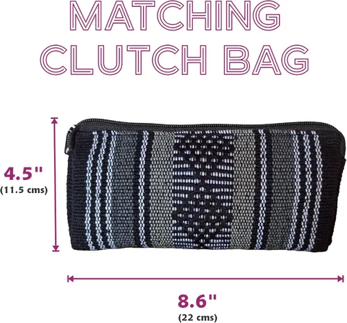 Vista 3 de MEXICANDOO Set of Authentic Mexican Handcrafted Woven Handbag with Wooden Handles and Matching Clutch Bag for Women or Girls