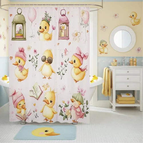 Vista 22 de Castle Fairy Watercolr - Cortina de ducha de tela de carreras de caballos, cortinas de ducha de juego de caballos para baño, cortina de ducha