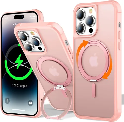 Vista 45 de UMIONE - Funda con diseño de anillo magnético giratorio de 360° para iPhone 11, soporte de bucle invisible integrado, compatible con Magsafe, funda