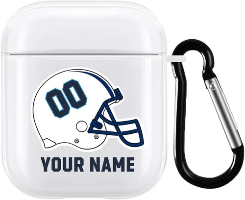 Vista 7 de Funda de casco de fútbol con nombre y número para Apple AirPods de 2ª y 1ª generación, regalo personalizado para fanáticos de los deportes de Arizona