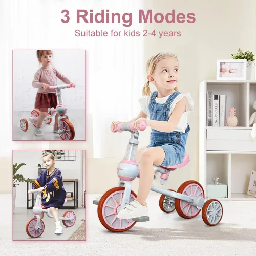 Vista 2 de XIAPIA Bicicleta 3 en 1 para Niños Pequeños de 2-4 Años Niña Niño, Triciclo para Niños con Asiento Ajustable, Pedal Desmontable y Ruedas