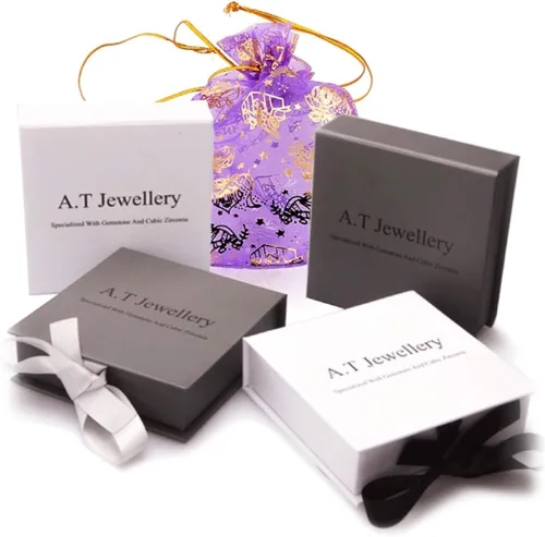 Vista 5 de AT Jewellery - 925 Sterling Silver Diamond Cut Stone Double Sided Huggie Hoop Earrings