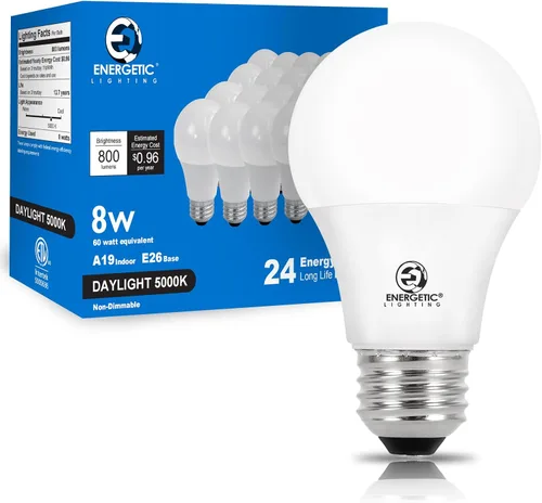 Vista 12 de E ENERGETIC LIGHTING Bombillas equivalentes a 60 vatios, bombillas LED blancas suaves A19, base E26 de 15000 horas, bombilla de 8 W, 800 LM, 2700 K