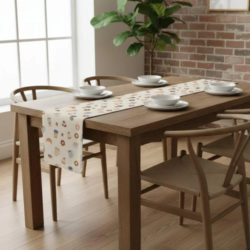 Vista 7 de Cute Food Table Runner 72 Inches Long Linen Holiday Runner for Table for Scape Centro De Mesa De Comedor Decoracion Home Kitchen Party Decorations