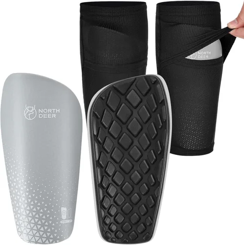 Vista 13 de Northdeer - Espinilleras de fútbol para niños y adultos. Mangas con bolsillo de inserción optimizado - Protección de fútbol para niños, niñas