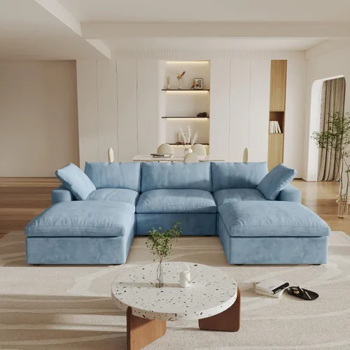 Vista 51 de Cloud - Sofá modular convertible de 80.3 pulgadas en forma de L para sala de estar con otomana de almacenamiento, sofás profundos minimalistas, Negro