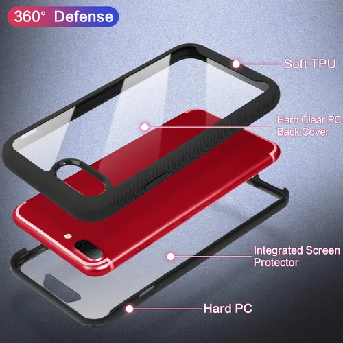 Vista 3 de IDweel Funda para iPhone 8 Plus/7 Plus, carcasa resistente a prueba de golpes con protector de pantalla integrado, funda híbrida resistente a