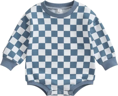Vista 41 de Karuedoo Sudadera a cuadros para bebé niño y niña, mameluco de gran tamaño, manga larga, con burbujas, ropa neutra para otoño