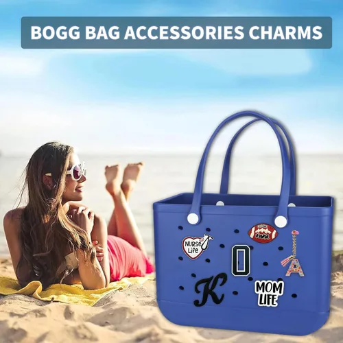 Vista 2 de Dijes para Bolsa Bogg, Accesorios Decorativos para Bolsa Bog, Inserto de Dije con Número para Bolsa de Playa de Goma Bog Original