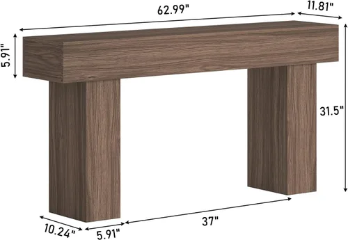 Vista 2 de knoworld - Mesa de consola de 63 pulgadas de largo para entrada, mesa de sofá rectangular de madera estilo granja detrás del sofá, mesa estrecha