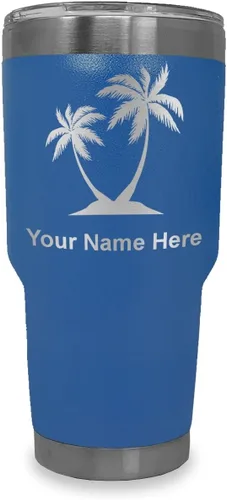 Vista 34 de LaserGram Vaso aislado al vacío de 20 onzas, palmeras, grabado personalizado incluido (negro)