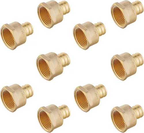 Vista 8 de Paquete de 2 adaptadores NPT hembra EFIELD Pex de 1 pulgada x 1 pulgada PEX Barb Crimp Brass Fitting, ASTM F1807-PEX1807335(2)