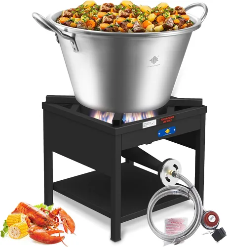 Vista 10 de ARC - Juego de quemadores de propano de acero inoxidable de 69 cuartos de galón con quemador de propano de 200,000 BTU, wok resistente de 25