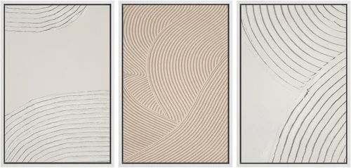 Vista 58 de SIGNWIN Lienzo enmarcado para pared, juego de arte abstracto de serenidad costera, ilustraciones abstractas junto al mar, arte moderno, decorativo