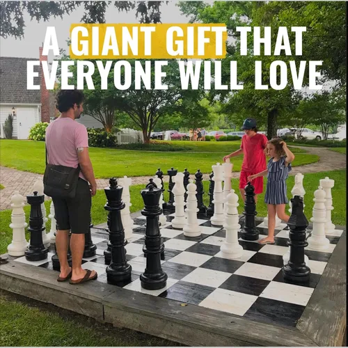 Vista 8 de MegaChess Juego de ajedrez gigante con rey de 37 pulgadas de alto, un juego de ajedrez grande para familias que buscan juegos gigantes al aire