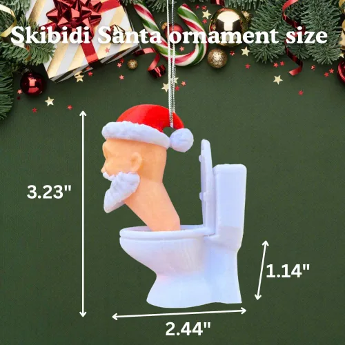 Vista 4 de Divertidos adornos de Navidad impresos en 3D: para ventilador de inodoro Skibidi, adorno colgante de Skibidi, decoración de árbol de Navidad 2025