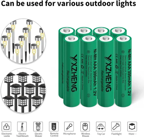 Vista 2 de Luces solares 8pcs AAA 300mAh NI-MH batería 1.2v recargable luces de jardín controladores (8xAAA)
