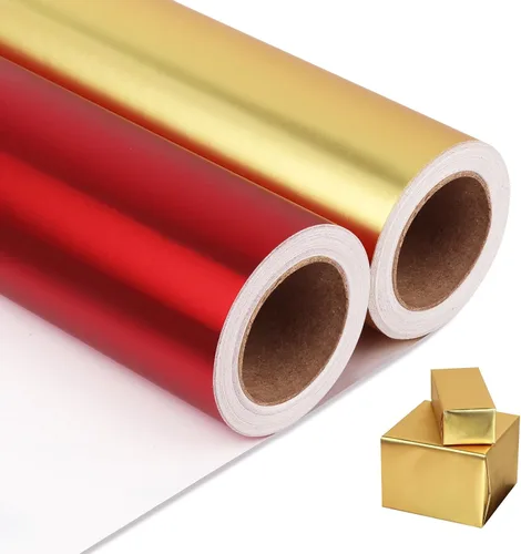 Vista 16 de NESCCI Papel de regalo metálico marrón, papel de color sólido, papel de regalo perfecto para bodas, día de San Valentín, cumpleaños, Navidad, baby