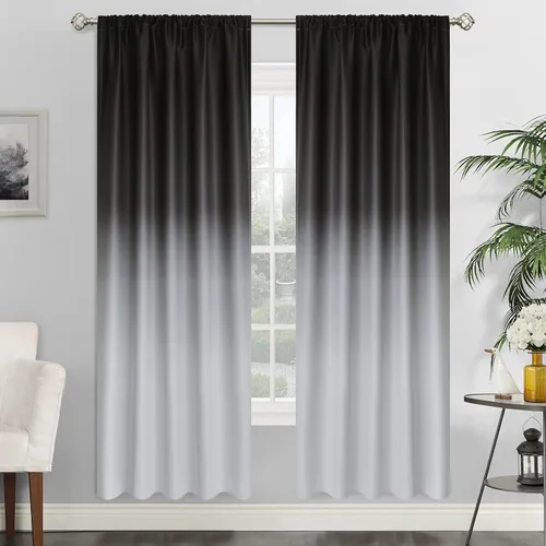 Vista 62 de SimpleHome Cortinas Pequeñas Negras Impermeables con Bolsillo para Barra Suave para Cocina, Cortinas Impermeables con Bolsillo para Barra