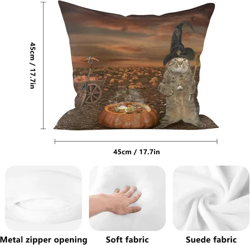 Vista 6 de POPCUSTOMS Fundas de almohada personalizadas de Halloween con fotos impresas de dos lados, fundas de almohada personalizadas, regalos para sofá