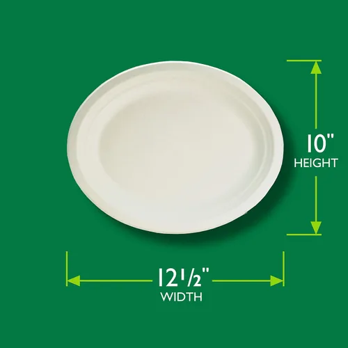Vista 3 de Hefty EcoSave - Platos ovalados desechables, hechos de materiales a base de plantas, platos de papel ovalados grandes resistentes y aptos