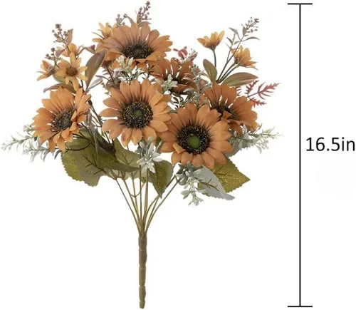 Vista 7 de Shapeazy Ramos de girasoles artificiales de seda de 16 pulgadas con tallos para decoración del hogar y bodas, fiestas (blanco)