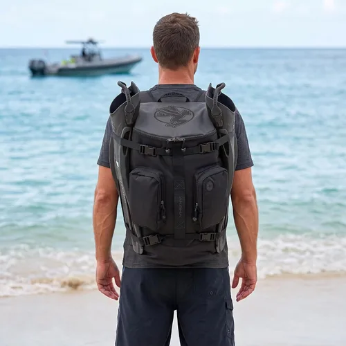 Vista 4 de AKONA Globetrotter Mochila de buceo – Bolsa de viaje de buceo todo en uno de 58L para equipo de buceo y buceo, se adapta a regulador, BCD, máscara