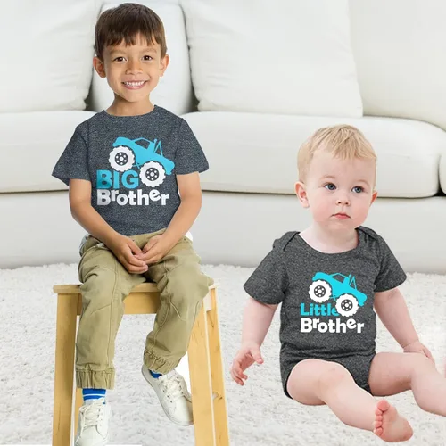 Vista 3 de Funnycokid Conjunto de camisas a juego para hermano mayor, hermano pequeño, ropa de regalo para bebé