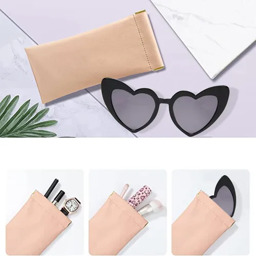 Vista 4 de Lentes de sol de corazón para mujer, lentes de sol retro de moda, lentes de sol para niña, con cierre automático, portátil, resistente a