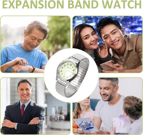 Vista 8 de Hemobllo Reloj casual digital luminoso para ancianos, banda elástica, regalo para pareja