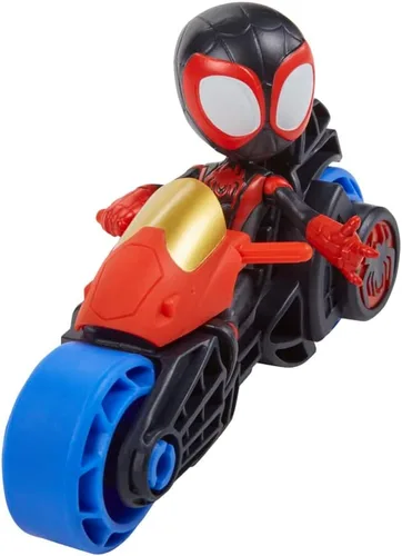 Vista 4 de Spidey y sus increíbles amigos Miles Morales figura de acción con motocicleta de juguete, juguetes preescolares, para niños a partir de 3 años