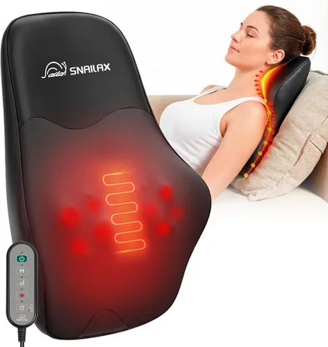 Vista 10 de Snailax Masajeador de espalda para dolor de espalda, tejido profundo, masajeador de espalda Shiatsu con calor, almohada de masaje de silla