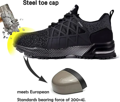 Vista 2 de SUADEX Zapatos de punta de acero indestructibles para hombres y mujeres, zapatos de trabajo ligeros para hombres, cómodos zapatos de seguridad