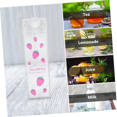 Vista 8 de Cabilock Vaso de leche de 16.9 fl oz con tapa a prueba de fugas de plástico para bebidas, botella de leche, contenedor de agua para viajes, camping