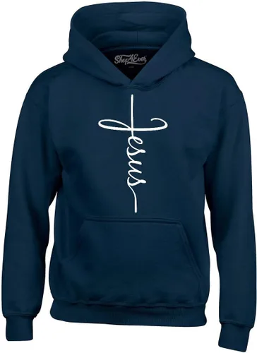 Vista 7 de shop4ever Sudaderas con capucha Jesus Cross Negro