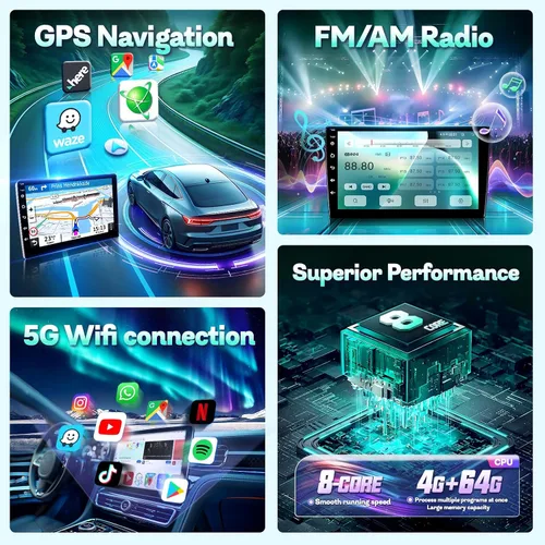 Vista 3 de 8Core 4+64G Radio de coche para Ford Edge 2010 2011 2012 2013 2014 9" IPS Screen Android 13 Edge Stereo Headunit Wireless CarPlay Android Auto BT