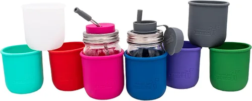 Vista 5 de Mason Jar Lifestyle - Pinta de boca regular, fundas de silicona de 16 onzas para proteger la bola, Kerr y tarros de conservas