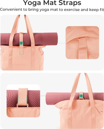 Vista 12 de BAGSMART Bolsa de mano para mujer con cremallera, bolsa de gimnasio con compartimentos, bolsa de trabajo para enfermera, baile, bolsa de yoga