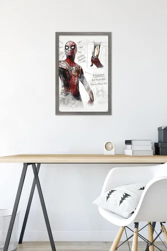 Vista 6 de Trends International Marvel Spider-Man: No Way Home - Póster de pared de bocetos, 22.4 pulgadas de largo x 14.7 pulgadas, versión enmarcada