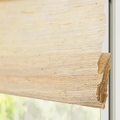 Vista 6 de Persianas Romanas de Bambú, Persianas de Madera Tejida Personalizadas sin Cordón, Persianas de Bambú Natural con Filtrado de Luz Natural