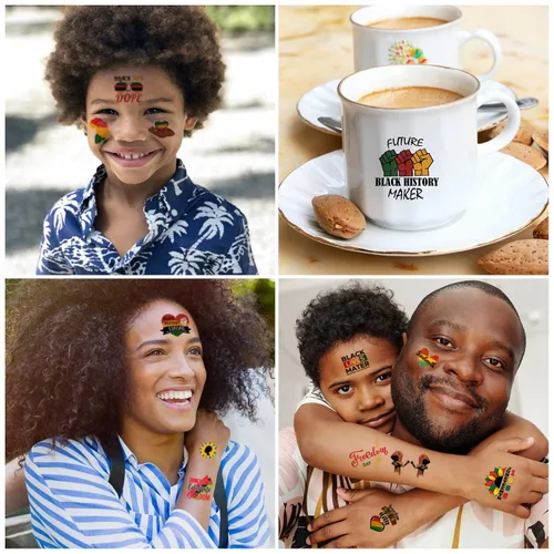 Vista 6 de 50 piezas de decoración de junio de 1865 tatuajes temporales para niños y adultos, 19 de junio de 1865 Emancipación afroamericana, Mes