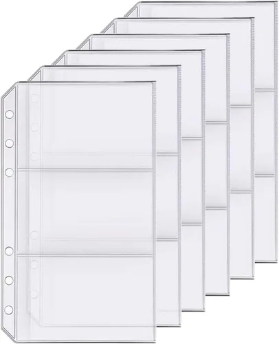 Vista 8 de Paquete de 6 carpetas de plástico A5 con 6 agujeros, impermeables, con 6 agujeros, soporte para recibo de boletos (1 bolsillo, A5)